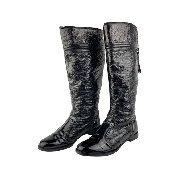 Dolce & Gabbana Shoes - Dolce and Gabbana Black Patent Leather Tall Boots Women's Size 9